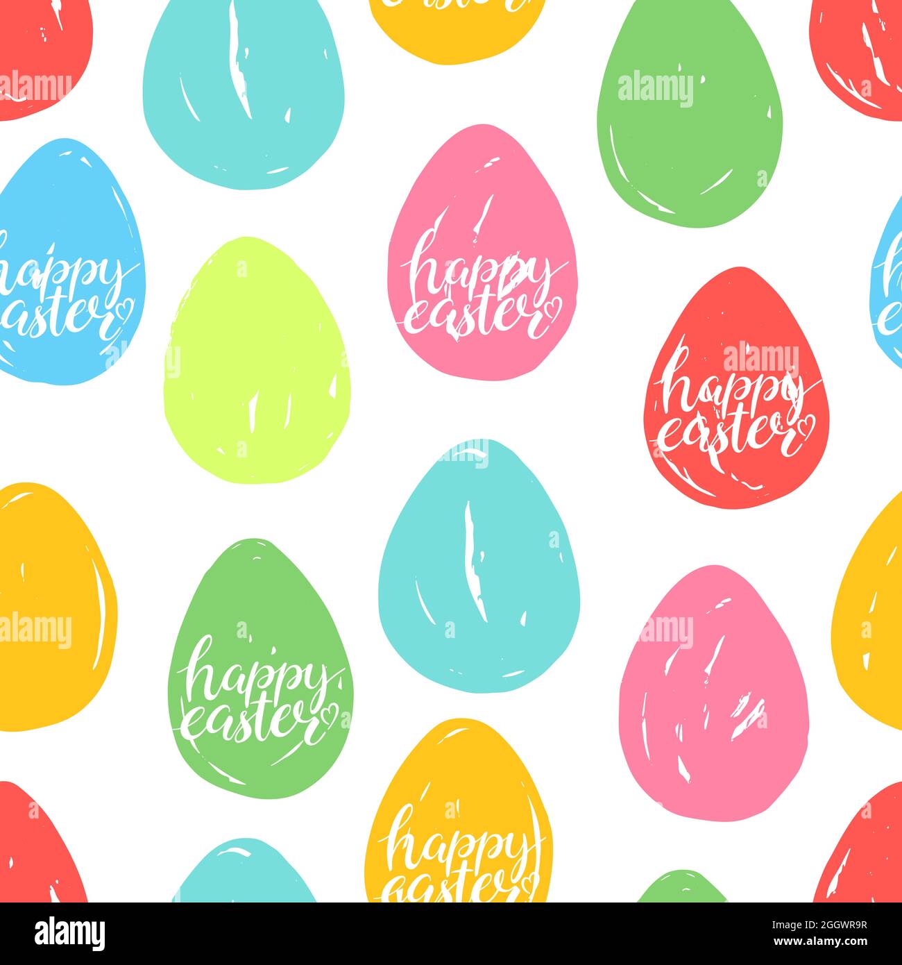 Easter eggs. Seamless background of multi-colored hand-drawn eggs Stock Vector