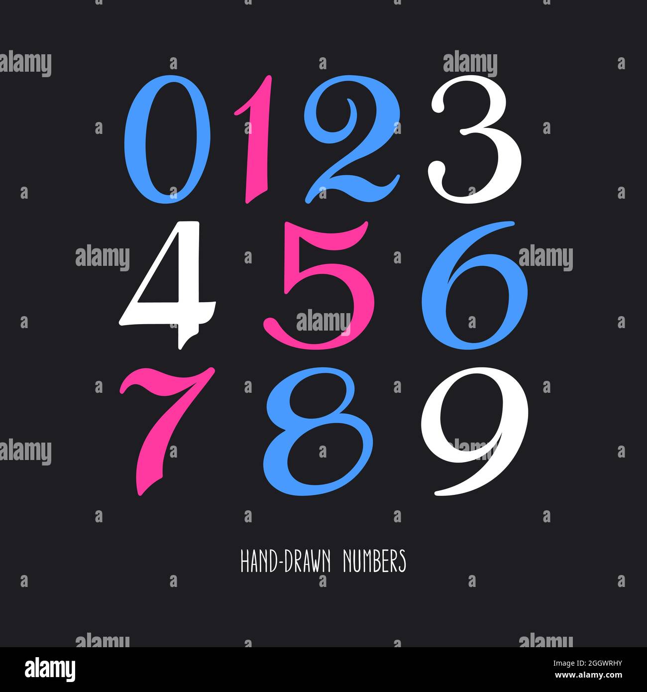 1234567890 . Vector illustration of a set of handwritten numbers Stock  Vector Image & Art - Alamy