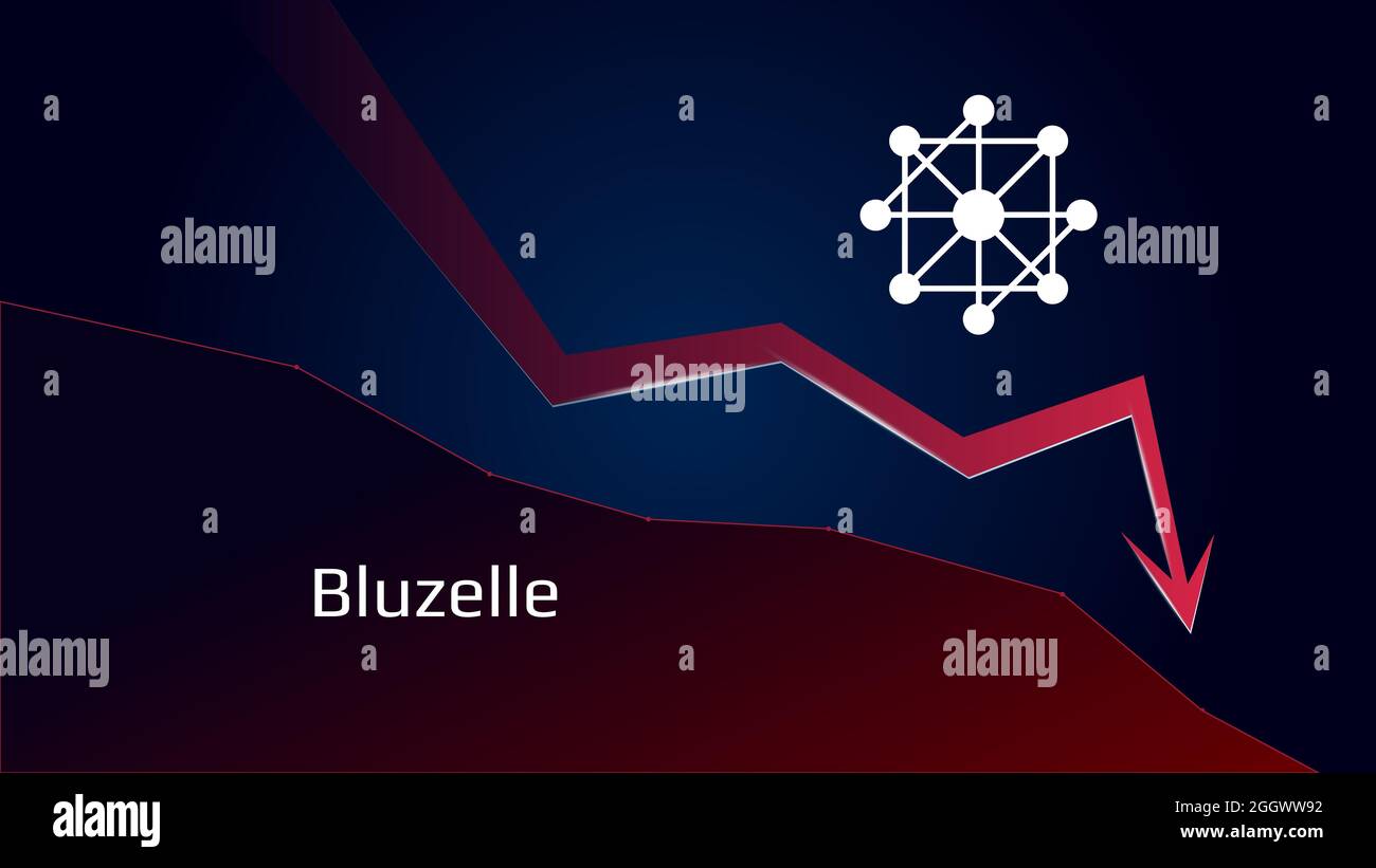 Bluzelle BLZ in downtrend and price falls down. Cryptocurrency coin symbol  and red down arrow. Crushed and fell down. Cryptocurrency trading crisis an  Stock Photo - Alamy