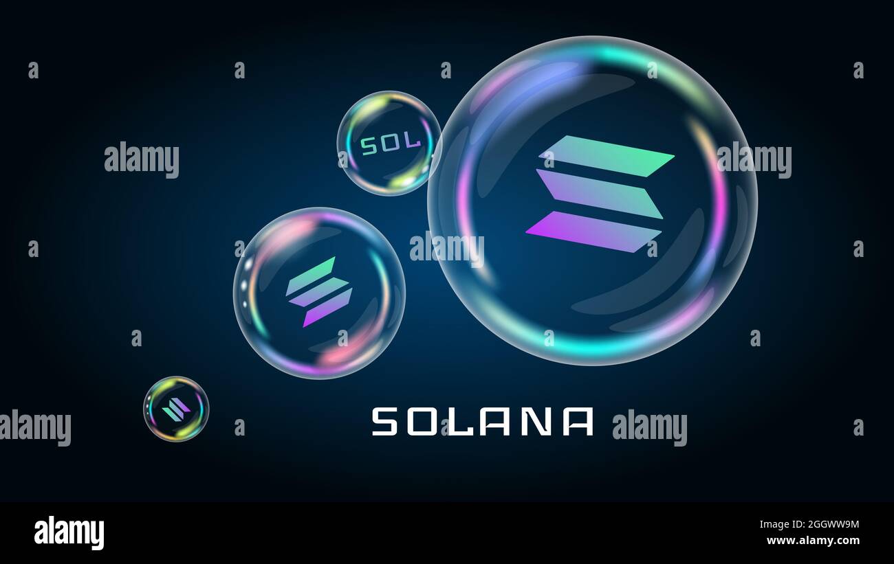 Solana SOL token symbol in soap bubble. The financial pyramid will burst  soon and destroyed. Vector illustration Stock Photo - Alamy