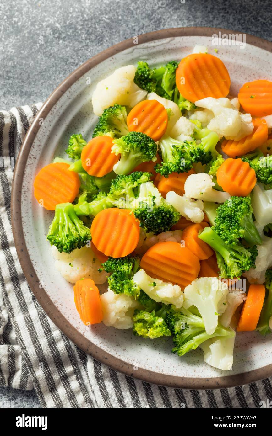 Homemade Healthy Steamed Vegetables with Carrots Broccoli and