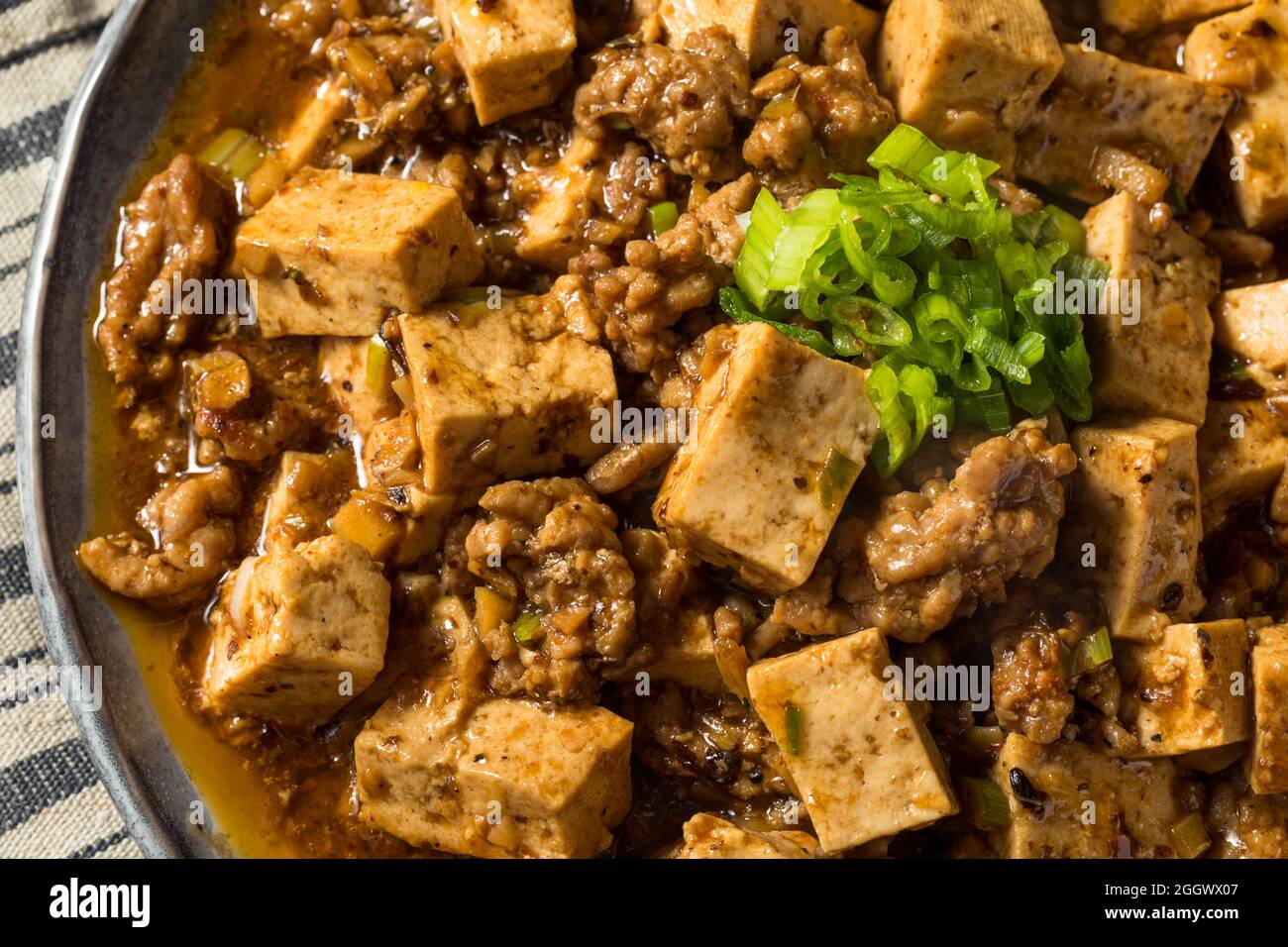 Homemade Chinese Mapo Tofu with Pork and Scallions Stock Photo Alamy