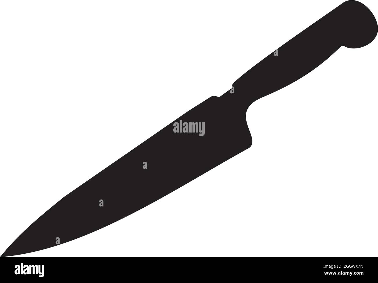 Single black kitchen knife silhouette vector logo design Stock Vector