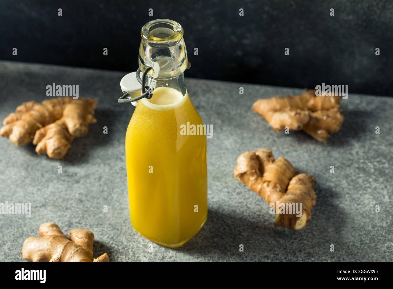 Healthy Homemade Ginger Root Simple Syrup in a Bottle Stock Photo Alamy