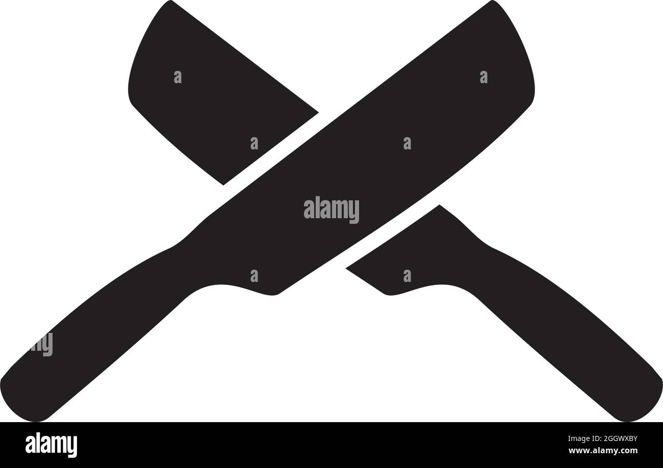 Black crossed kitchen knife vector logo design Stock Vector