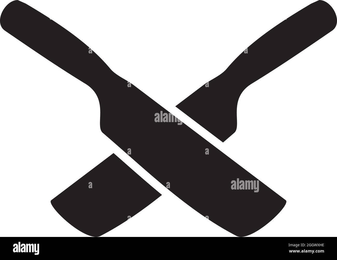 Black crossed kitchen knife vector logo design Stock Vector