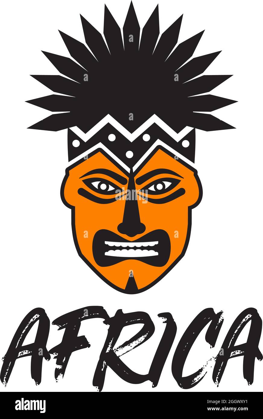 African people mask traditional ethnic vector  logo design Stock Vector