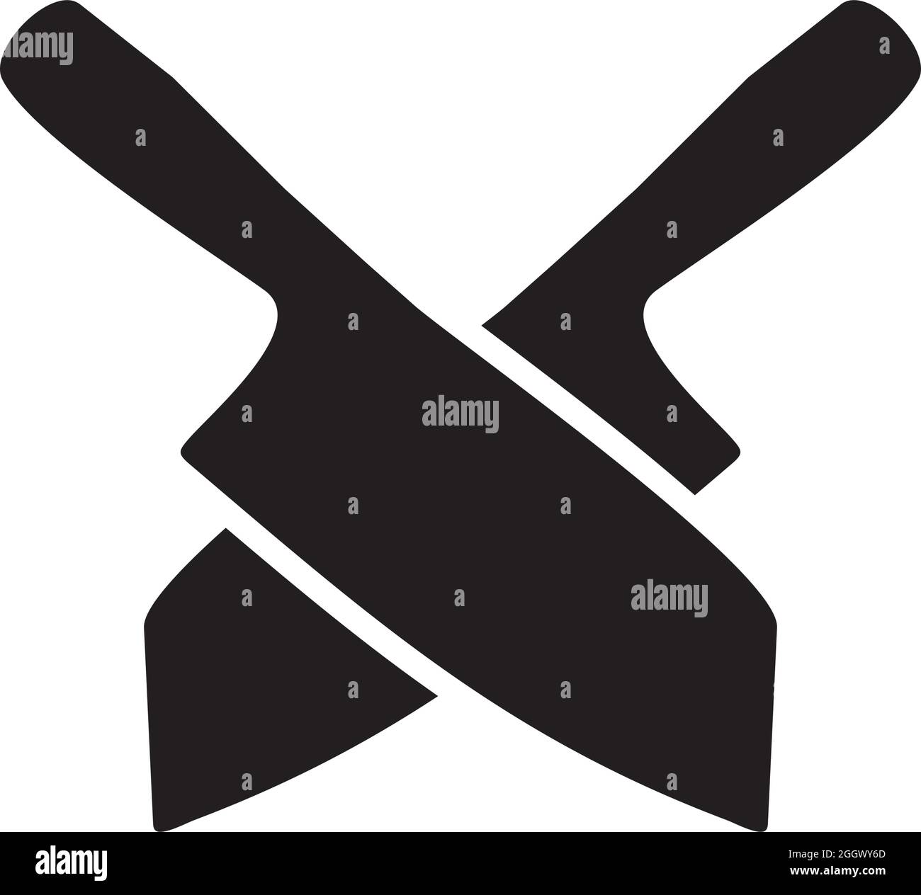 Black crossed kitchen knife vector logo design Stock Vector
