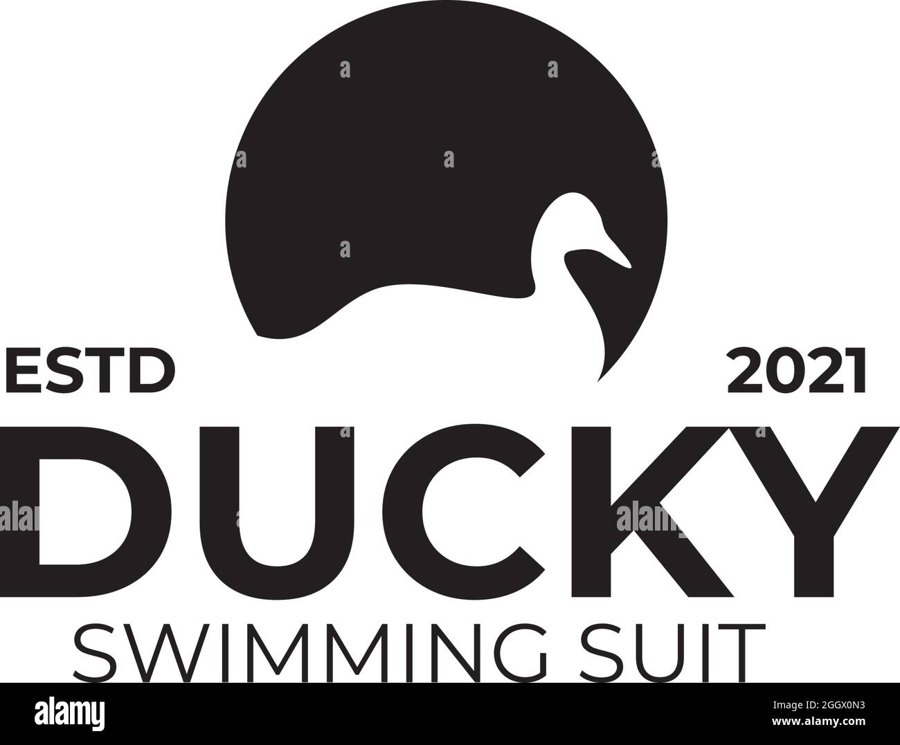 Duck logo design template for swimming suit company Stock Vector
