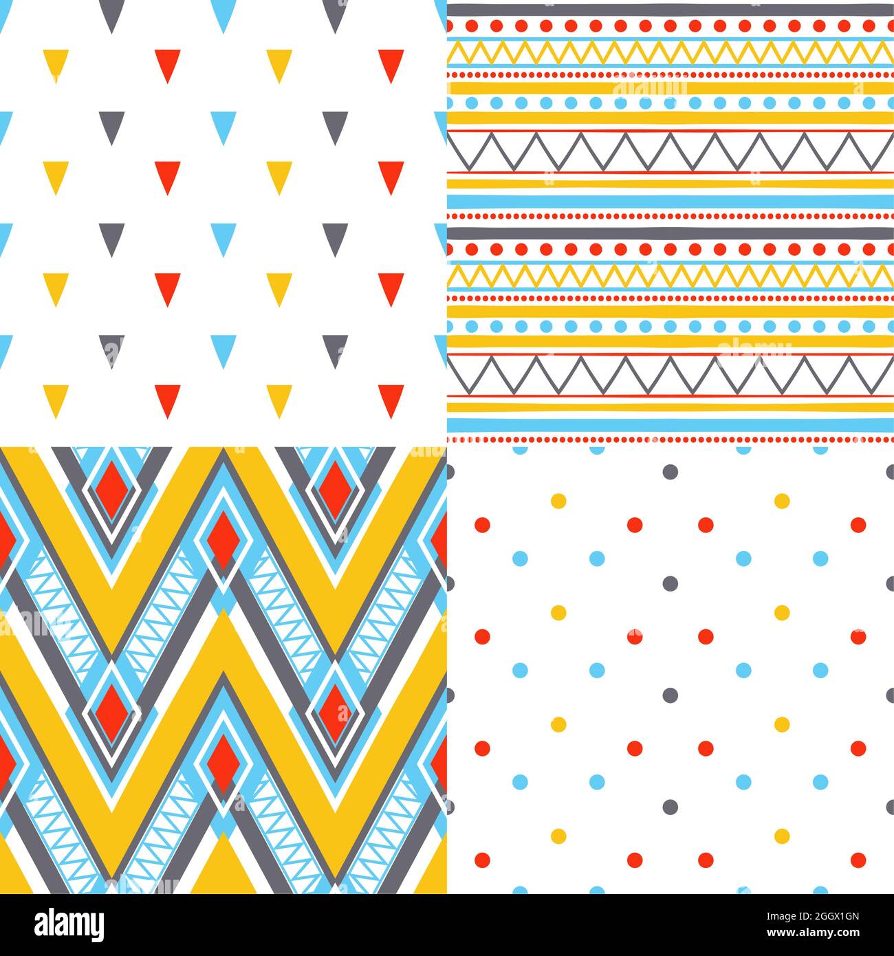 set of four beautiful tribal traditional patterns Stock Vector Image