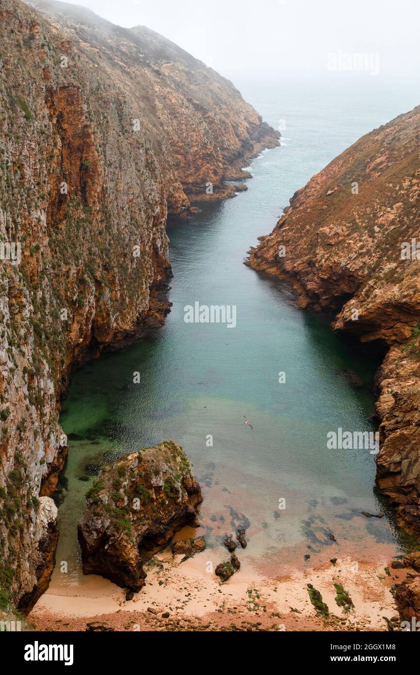 Berlenga Grande island, the largest island in the Berlengas archipelago,  off the coast of Peniche, Portugal. Stock Photo