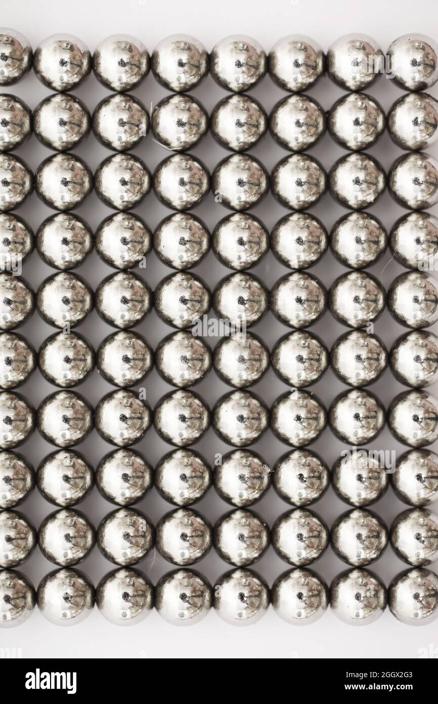 Metal balls close up. Balls of neodymium ball