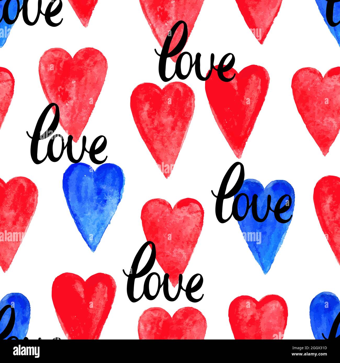 beautiful romantic seamless background with red and blue watercolor ...