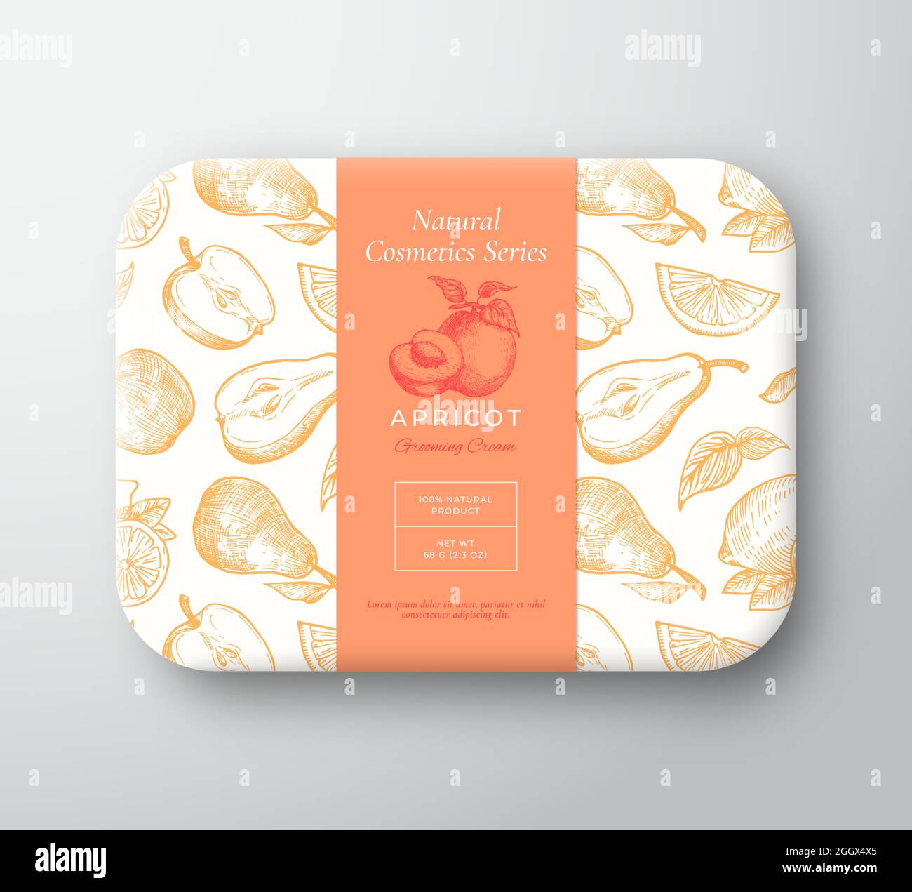 Apricots Bath Cosmetics Package Box. Abstract Vector Wrapped Paper