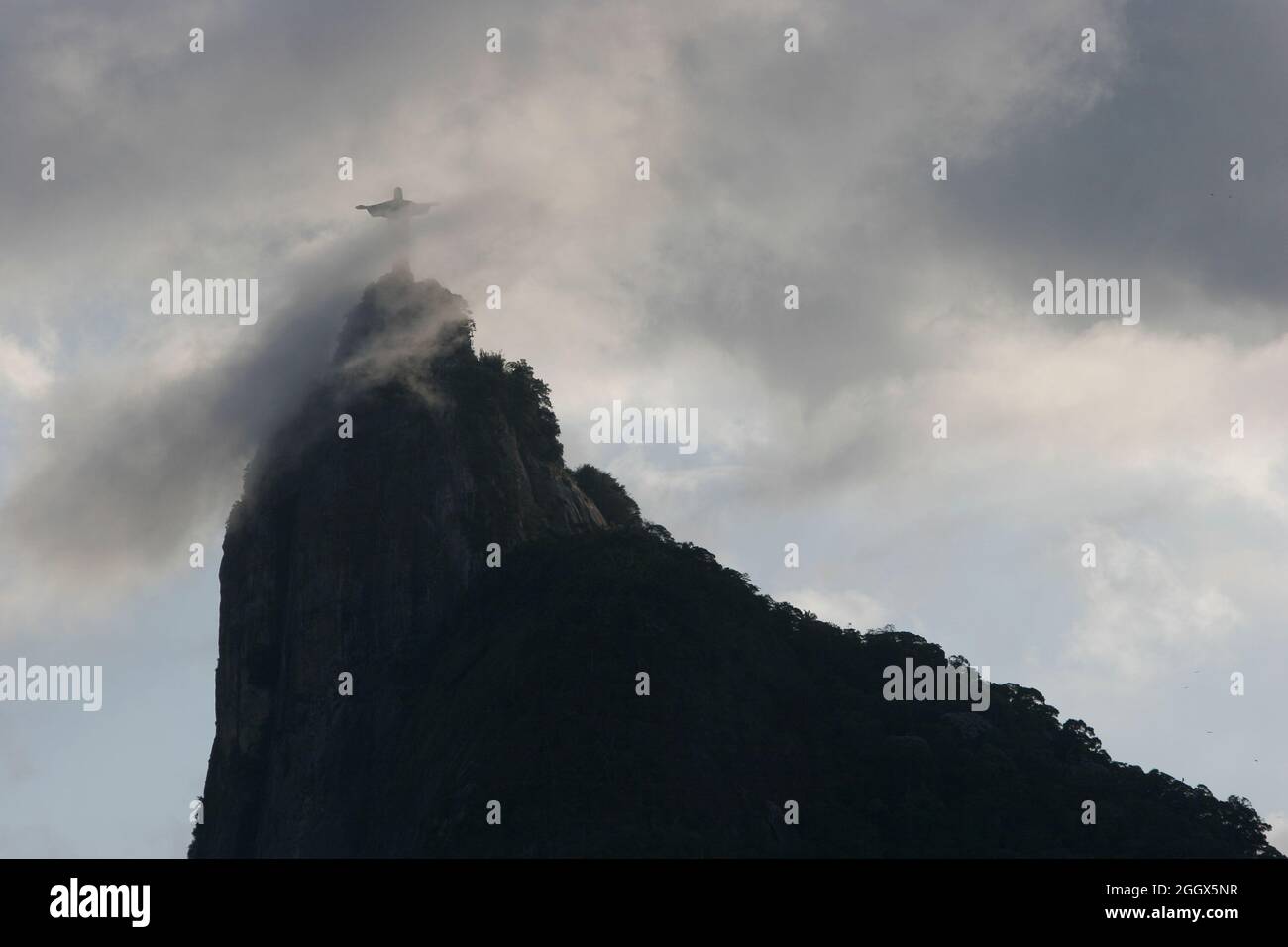 Christ the Redeemer statue on top of Corcovado mountain. Stock Photo