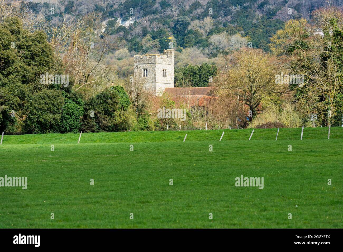 St Mary and All Saints Church in Boxley near Maidstone in Kent on the North Downs. Stock Photo