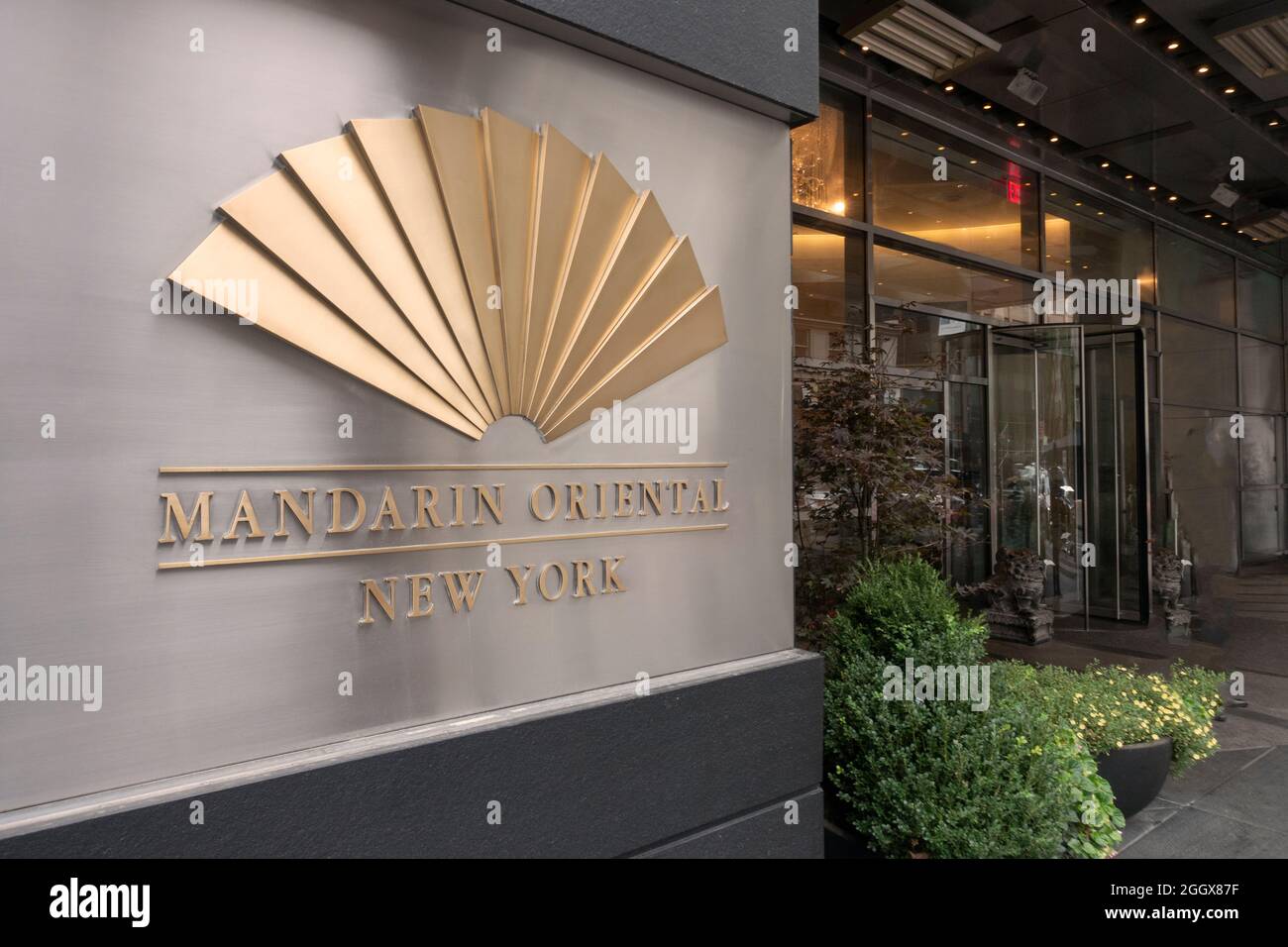 Mandarin Oriental hotel entrance in Manhattan NYC Stock Photo