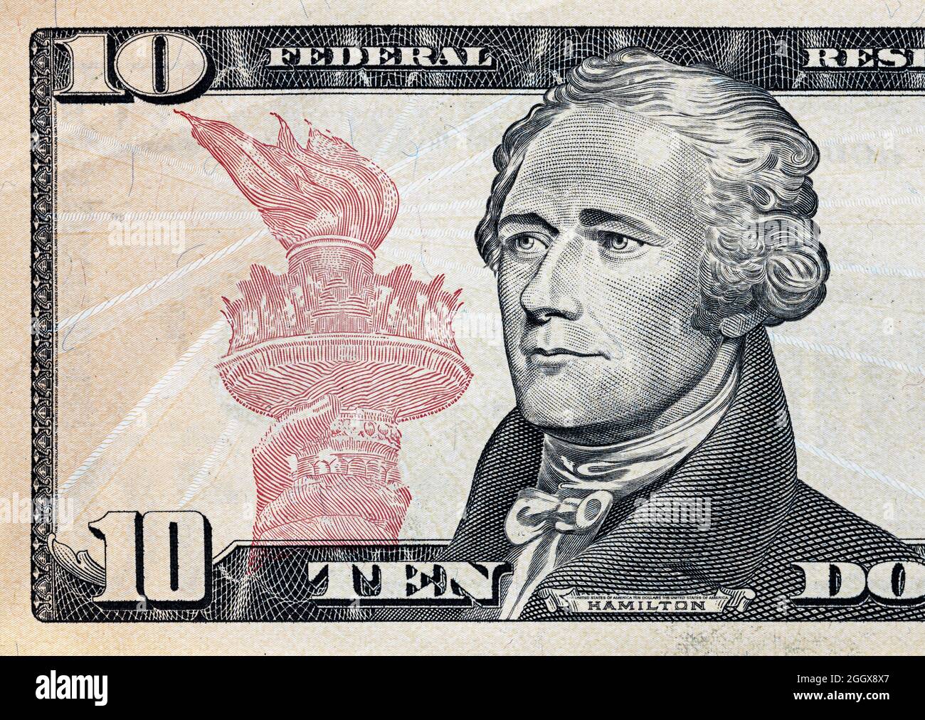 10 dollar bill with empty middle area Stock Photo Alamy
