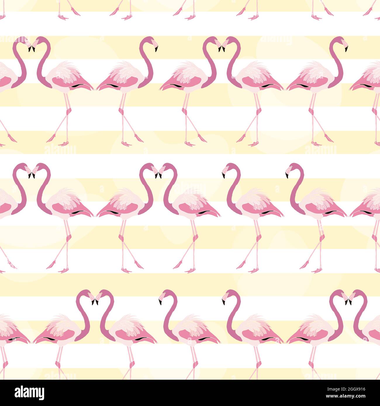 Flamingo Yellow Pink Background with Stripes Stock Vector