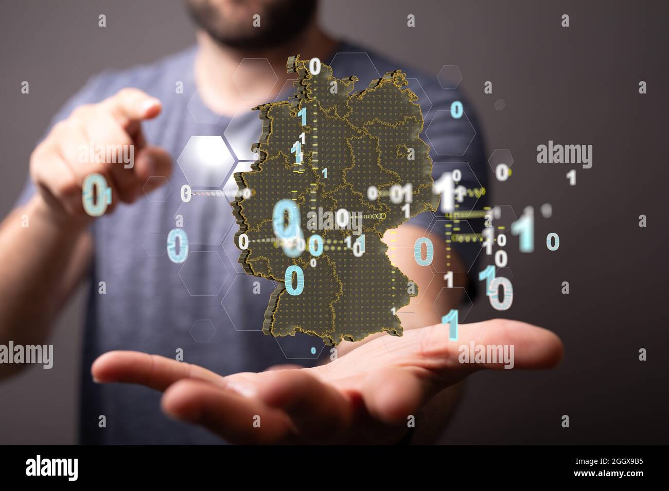 3D rendered German map held in a person's hand Stock Photo - Alamy