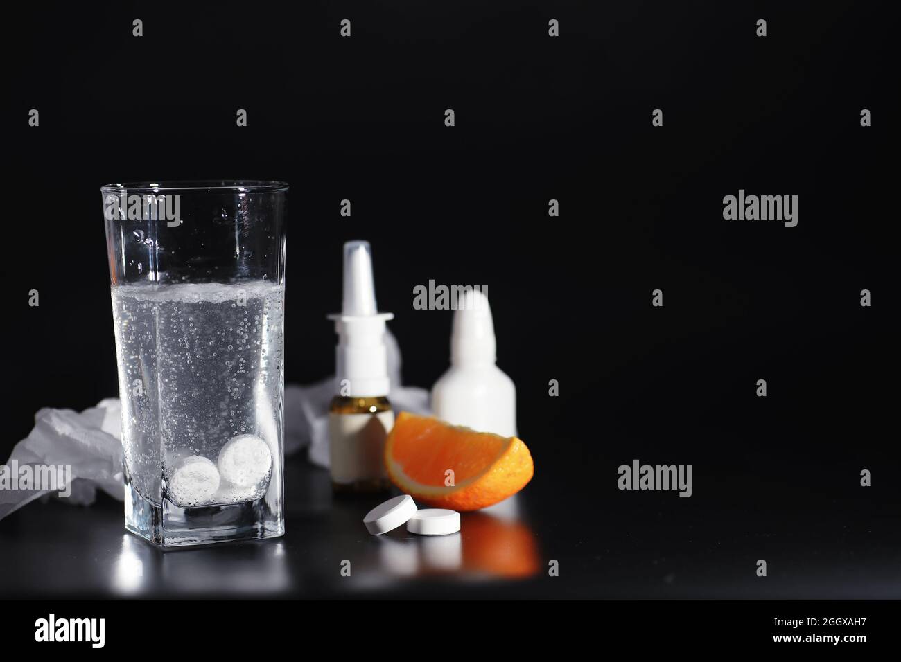 Composition from Bottles of cough syrup.Healthcare, medicine, flu and