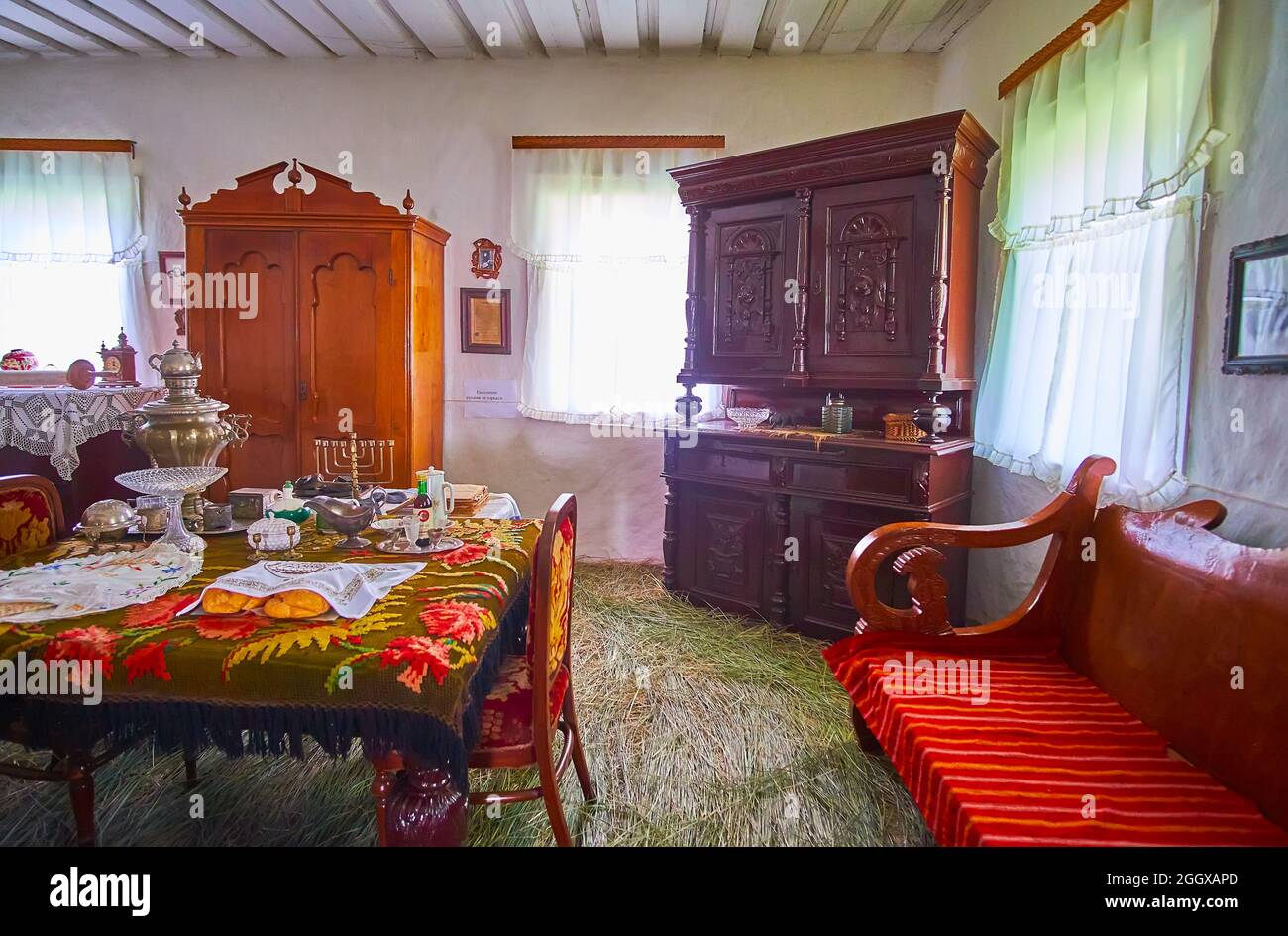 PEREIASLAV, UKRAINE MAY 22, 2021 The vintage furniture and tableware