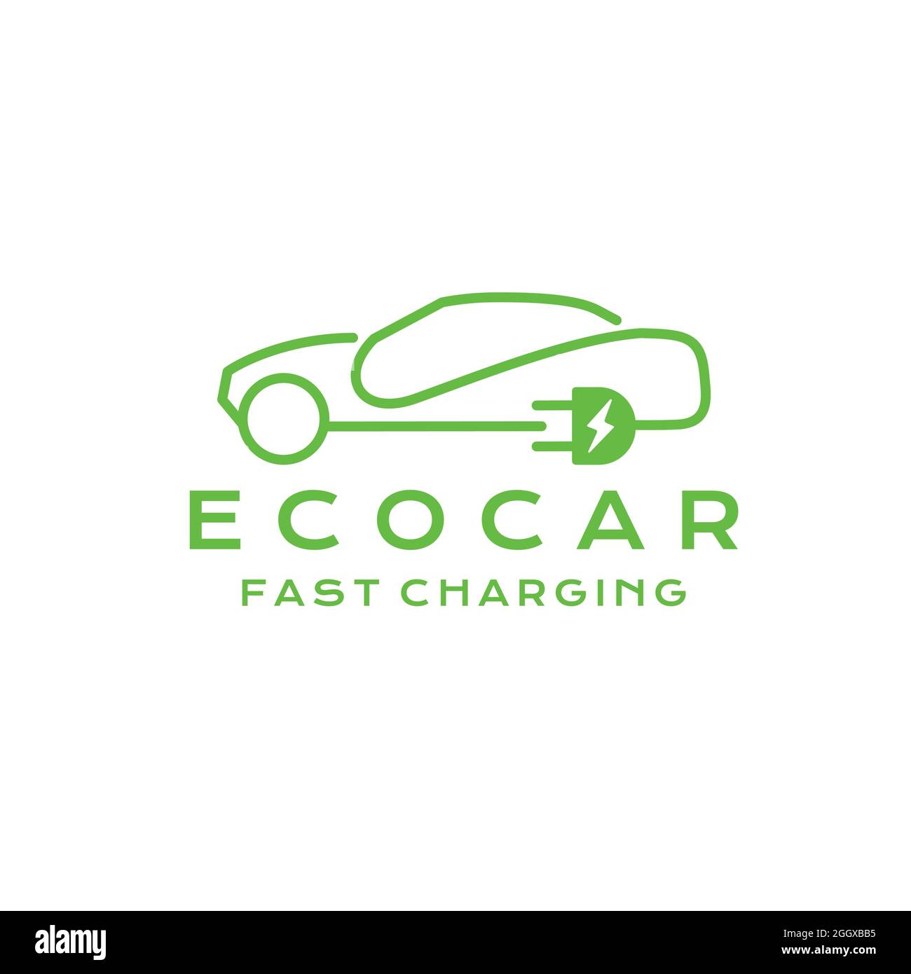 Eco-friendly car logo design, car with electric socket logo design Stock Vector