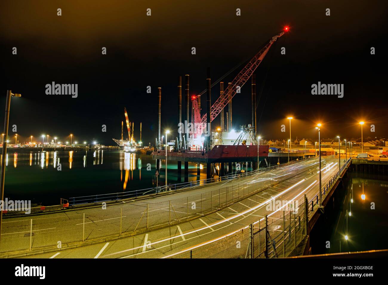 Holyhead Harbour Night time 01-12-20 Stock Photo