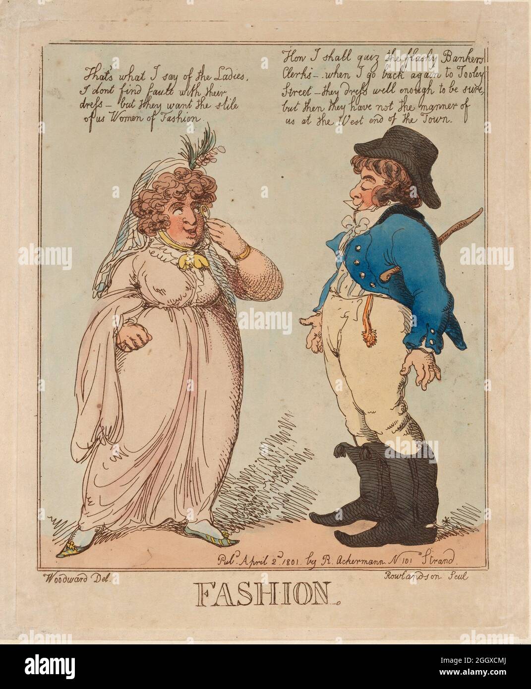 Fashion 1801 Artist: Thomas Rowlandson (1756-1827) an English artist and caricaturist of the Georgian Era. A social observer, he was a prolific artist and print maker.  Credit: Levenson Collection/Alamy Stock Photo