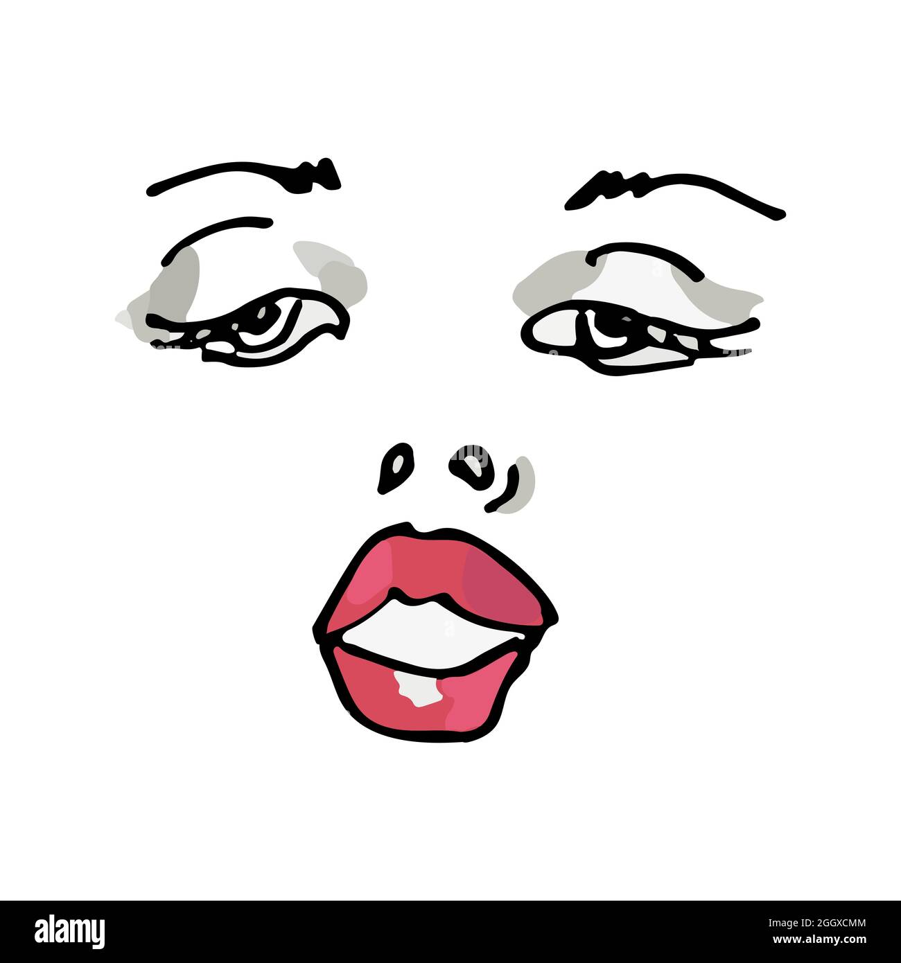 Vector illustration with a woman s face with black and red lips Stock ...