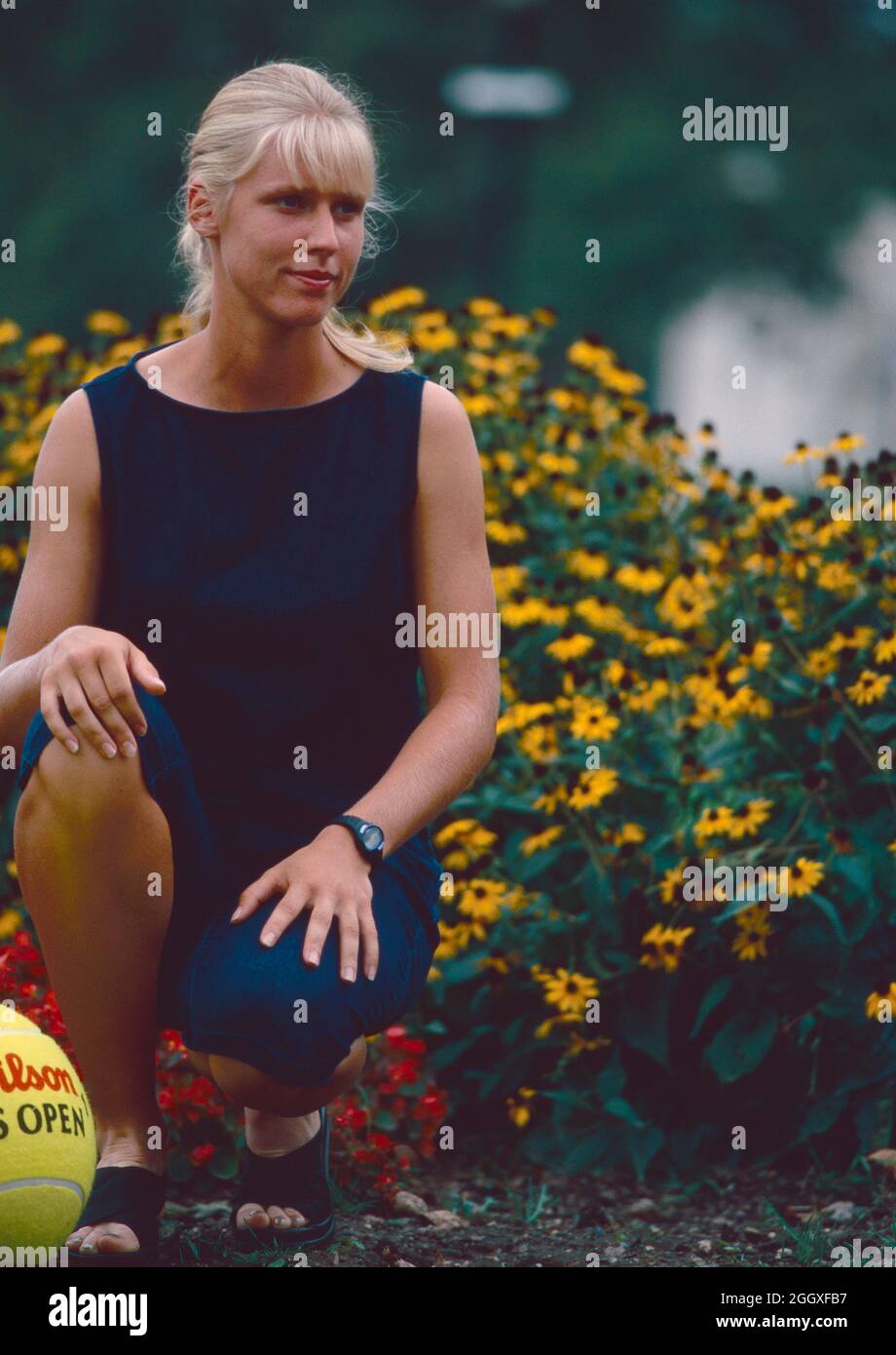 Russian tennis player Elena Dementieva, US Open 2000 Stock Photo