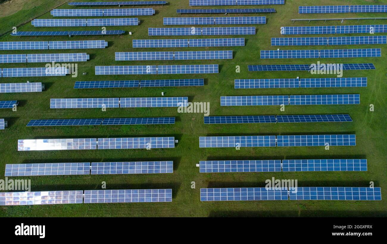 Aerial view of solar panels for farms Stock Photo - Alamy