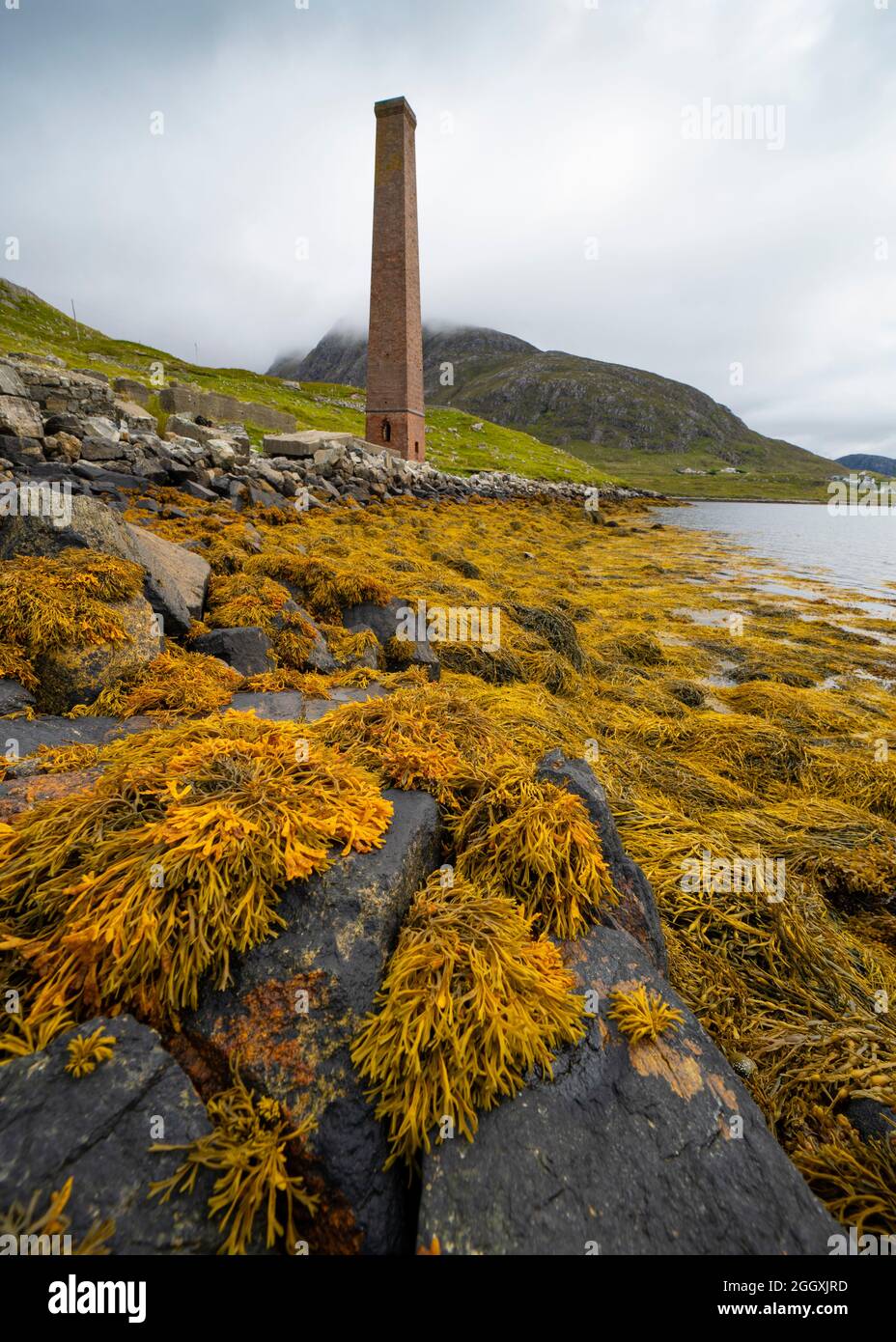 Remains of historic Bunavoneader Whaling Station on Isle of Harris, Outer Hebrides, Scotland UK Stock Photo