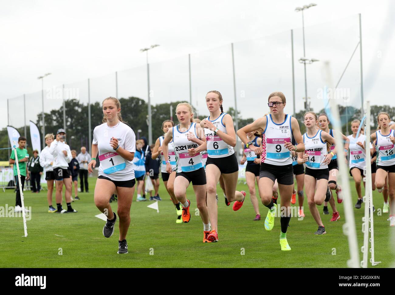 Athletes participate in the U15 girls laser run on Day Two of the School  Games National Finals at Loughborough University. Picture date: Friday  September 3, 2021 Stock Photo - Alamy