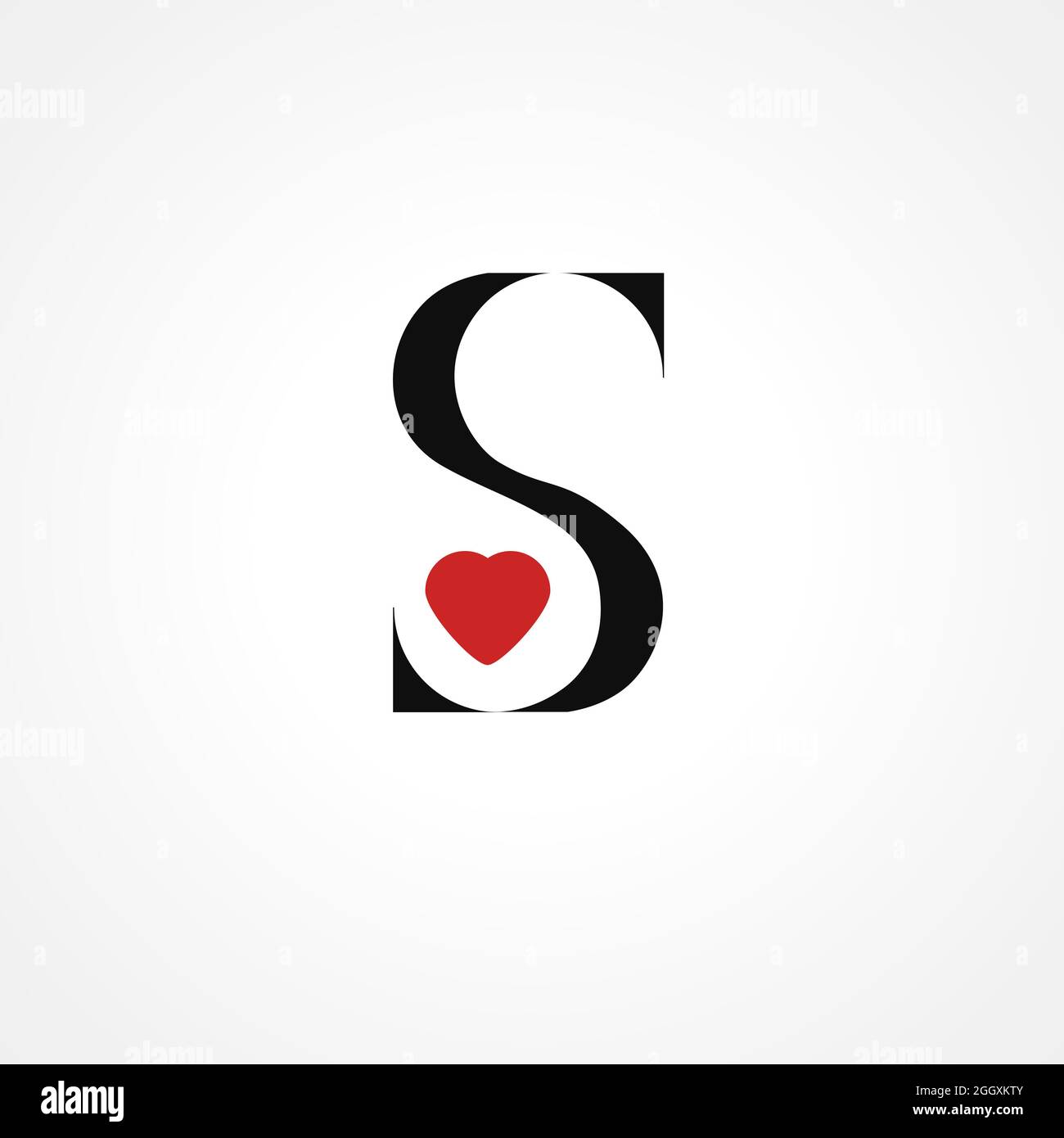 S letter logo design with heart. Vector creative modern concept ...