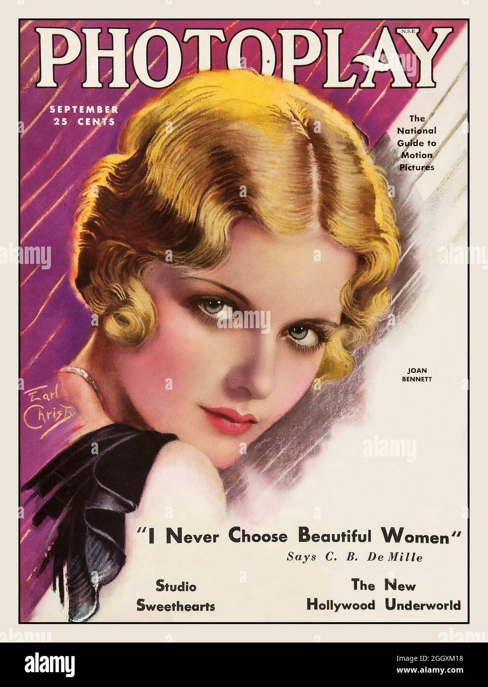 1930 Joan Bennett Film Screen Actress on Front Cover of Movie Film Magazine PHOTOPLAY Hollywood USA Stock Photo