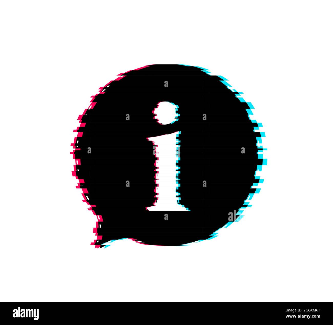 Information sign glitch icon. Info speech bubble. Vector illustration. Stock Vector