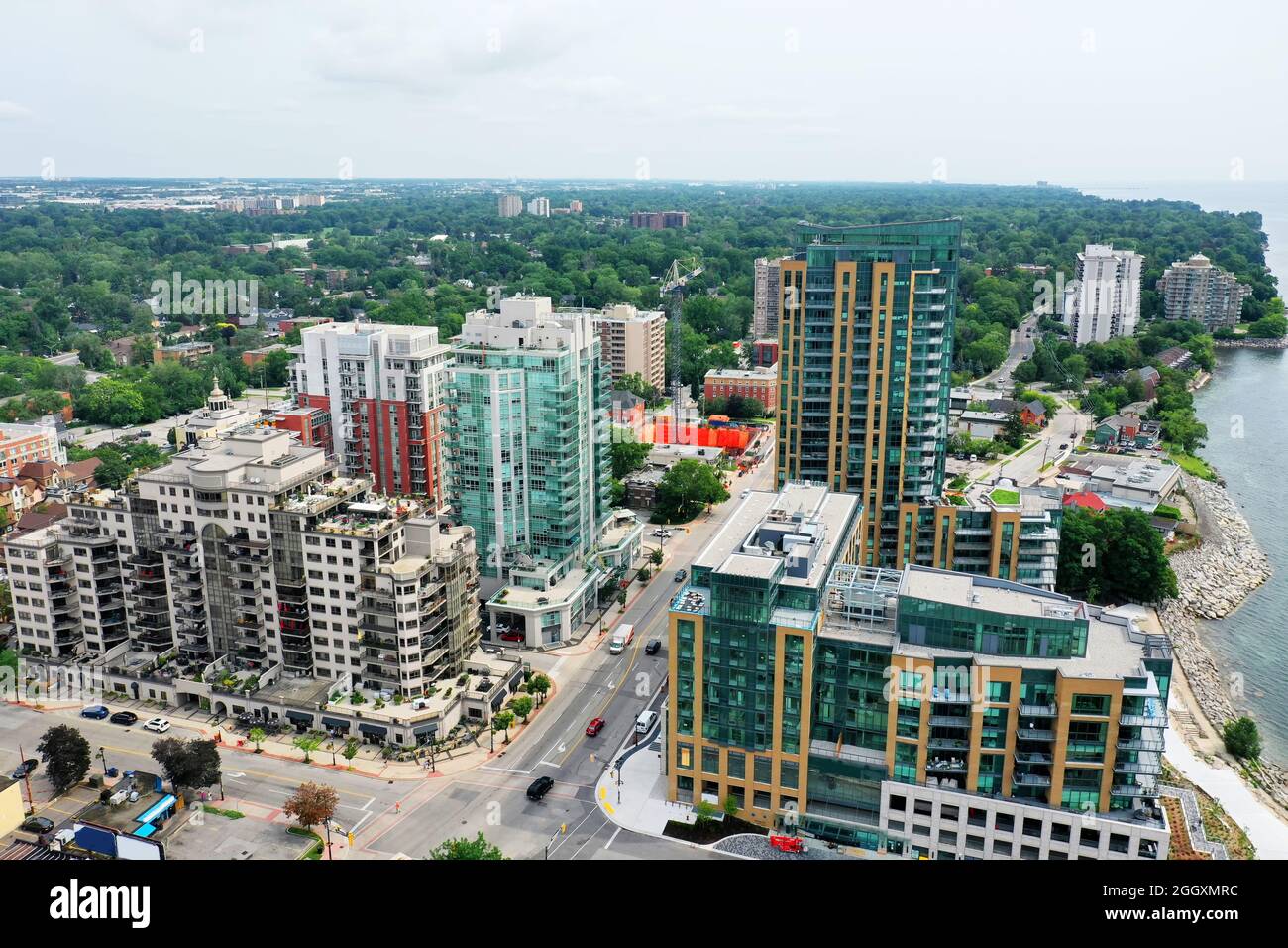 An aerial view of the waterfront in Burlington, Ontario, Canada Stock Photo