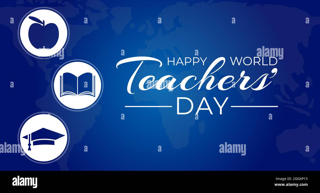 Happy World Teachers' Day Blue Background Illustration Stock Vector Image &  Art - Alamy