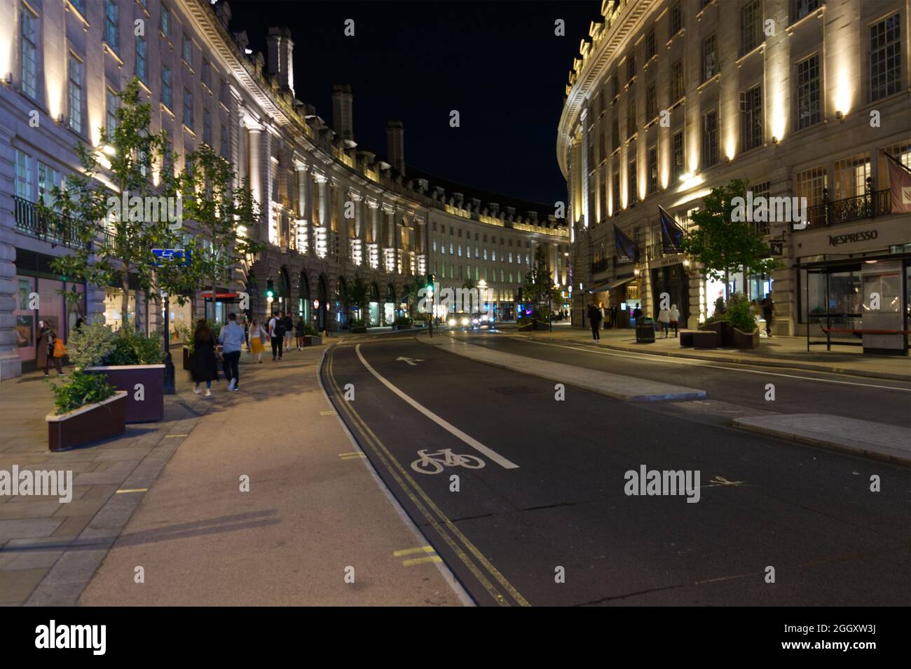 Regent Street at night in London, UK Stock Photo
