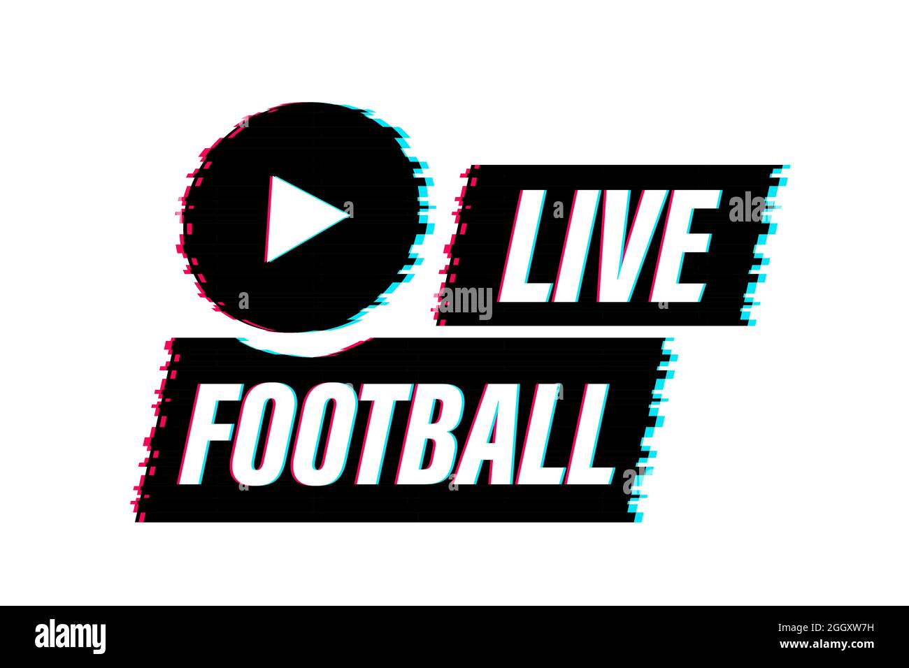 Live Football streaming glitch Icon, Button for broadcasting or online football stream
