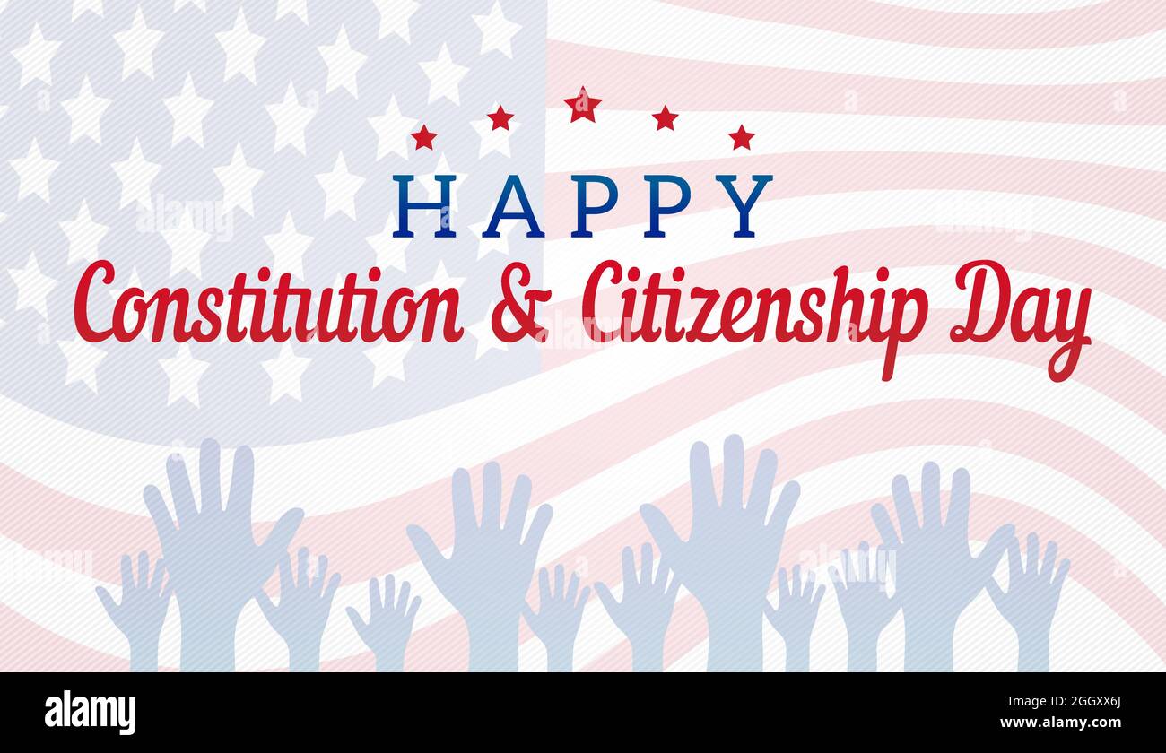 Happy Constitution and Citizenship Day Background Illustration with Hands Stock Vector