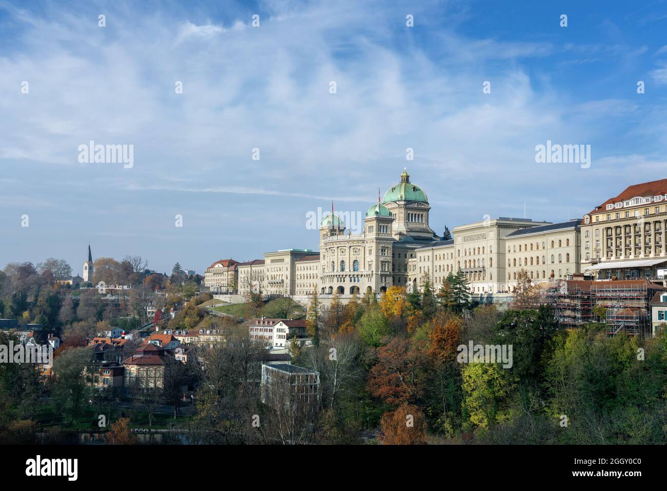 Federal Palace of Switzerland (Bundeshaus) - Switzerland Government Building house of the Federal Assembly and Federal Council - Bern, Switzerland Stock Photo