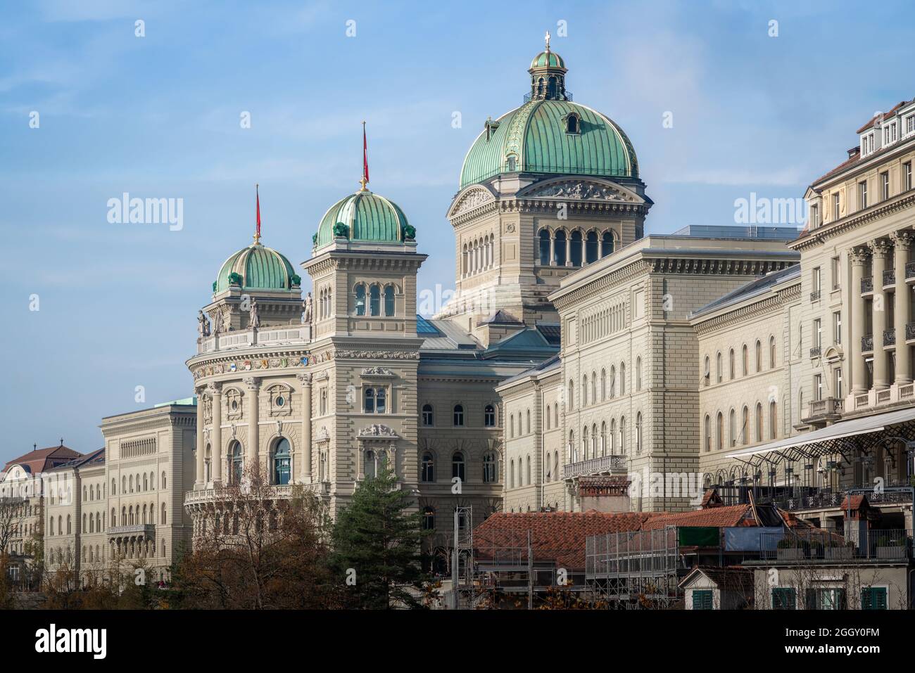 Federal Palace of Switzerland (Bundeshaus) - Switzerland Government Building house of the Federal Assembly and Federal Council - Bern, Switzerland Stock Photo