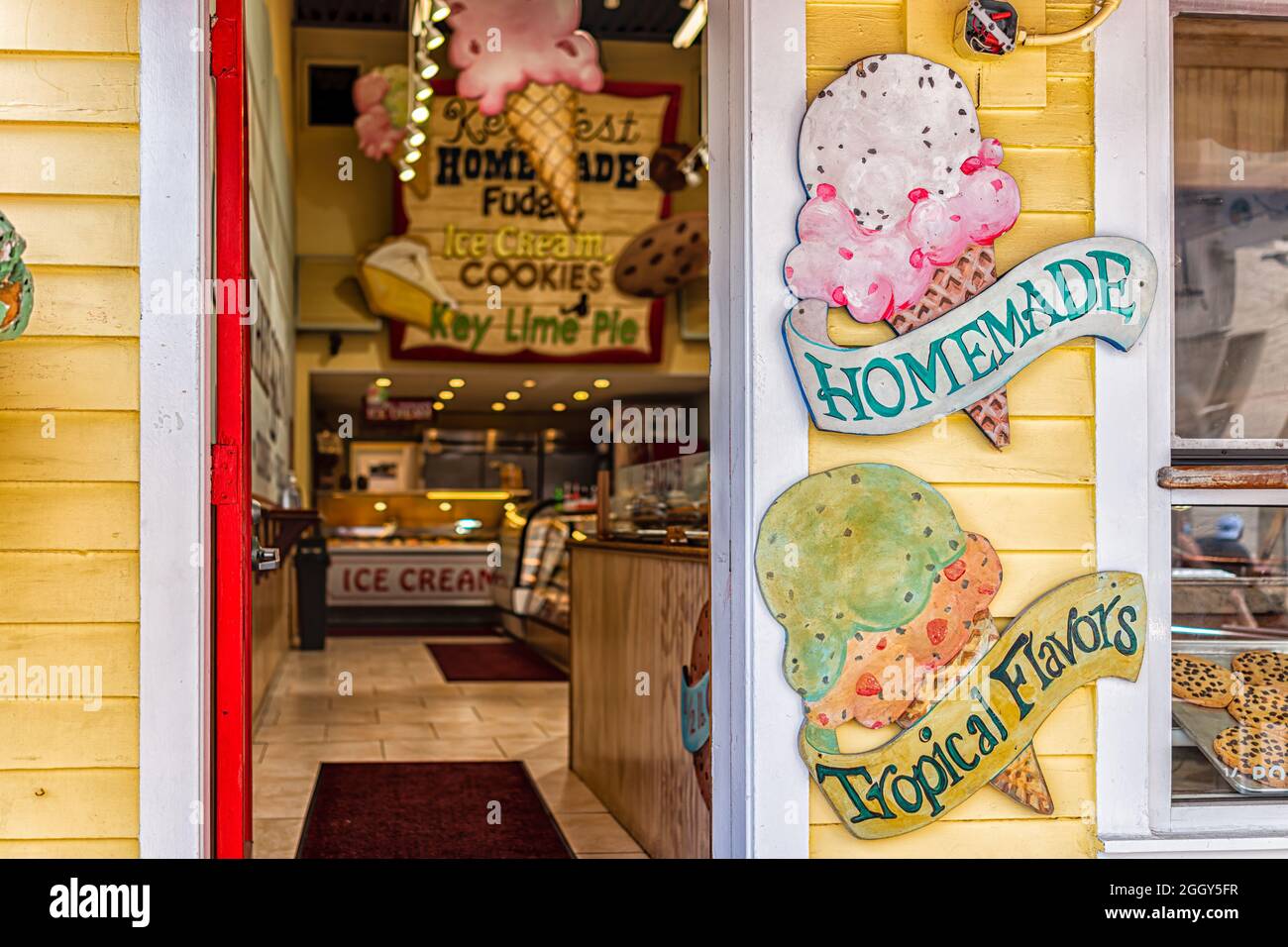 Key West, USA January 25, 2021 Mattheessen's candy store serving ice