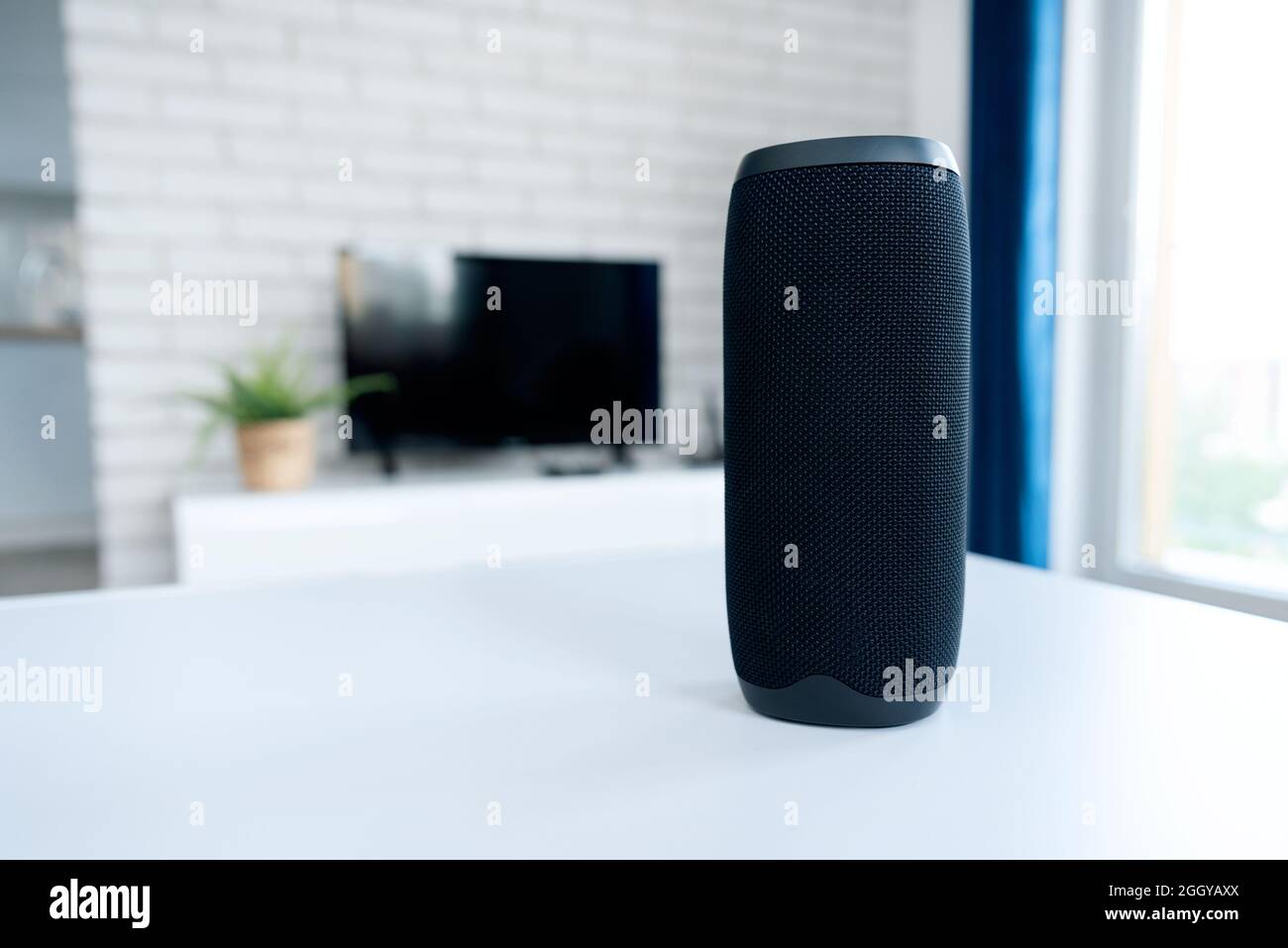 Intelligent assistant, smart speaker device. Smart home concept Stock Photo