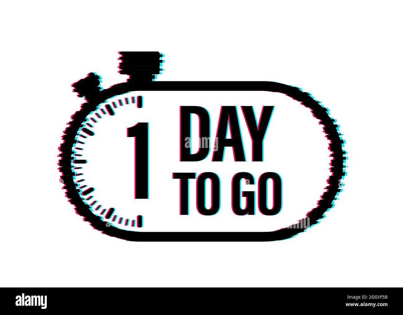 1 Day to go. Countdown timer. Clock icon. Time glitch icon. Count time  sale. Vector stock illustration Stock Vector Image & Art - Alamy