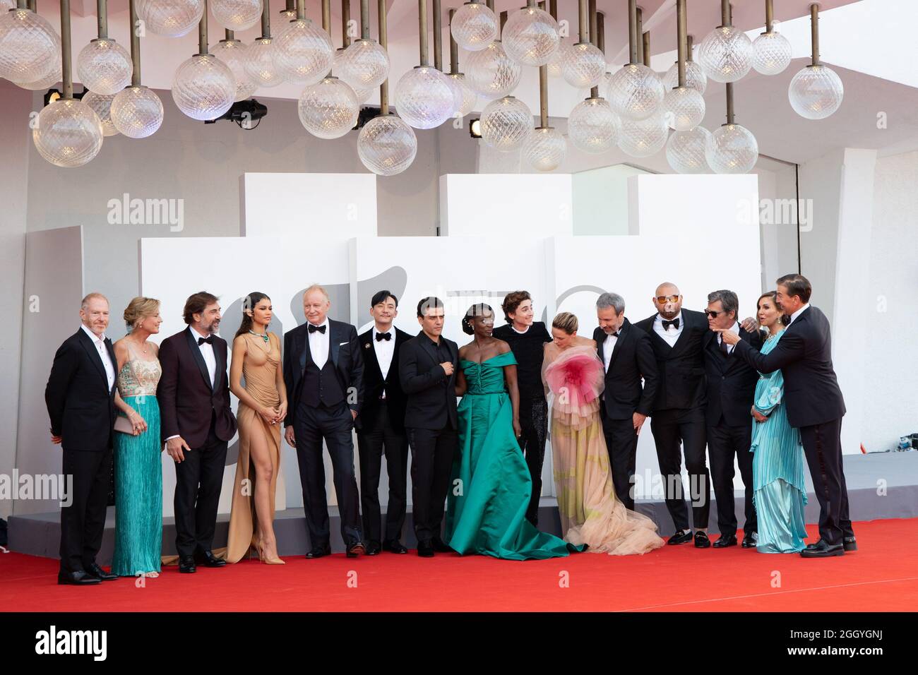 Venice, Italy. 03rd Sep, 2021. (L-R) Guests, Javier Bardem, Zendaya