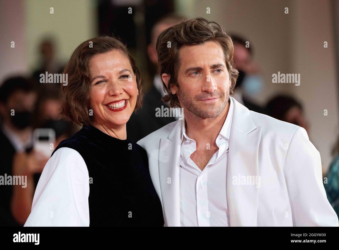 Lido di Venezia, Italy, 3rd september 2021 : Maggie Gyllenhaal with her brother Jake Gyllenhaal walks the red carpet ahead of the 'The Lost Daughter' screening during the 78th International Venice Film Festival. Credit: Luigi de Pompeis/Alamy Live News Stock Photo