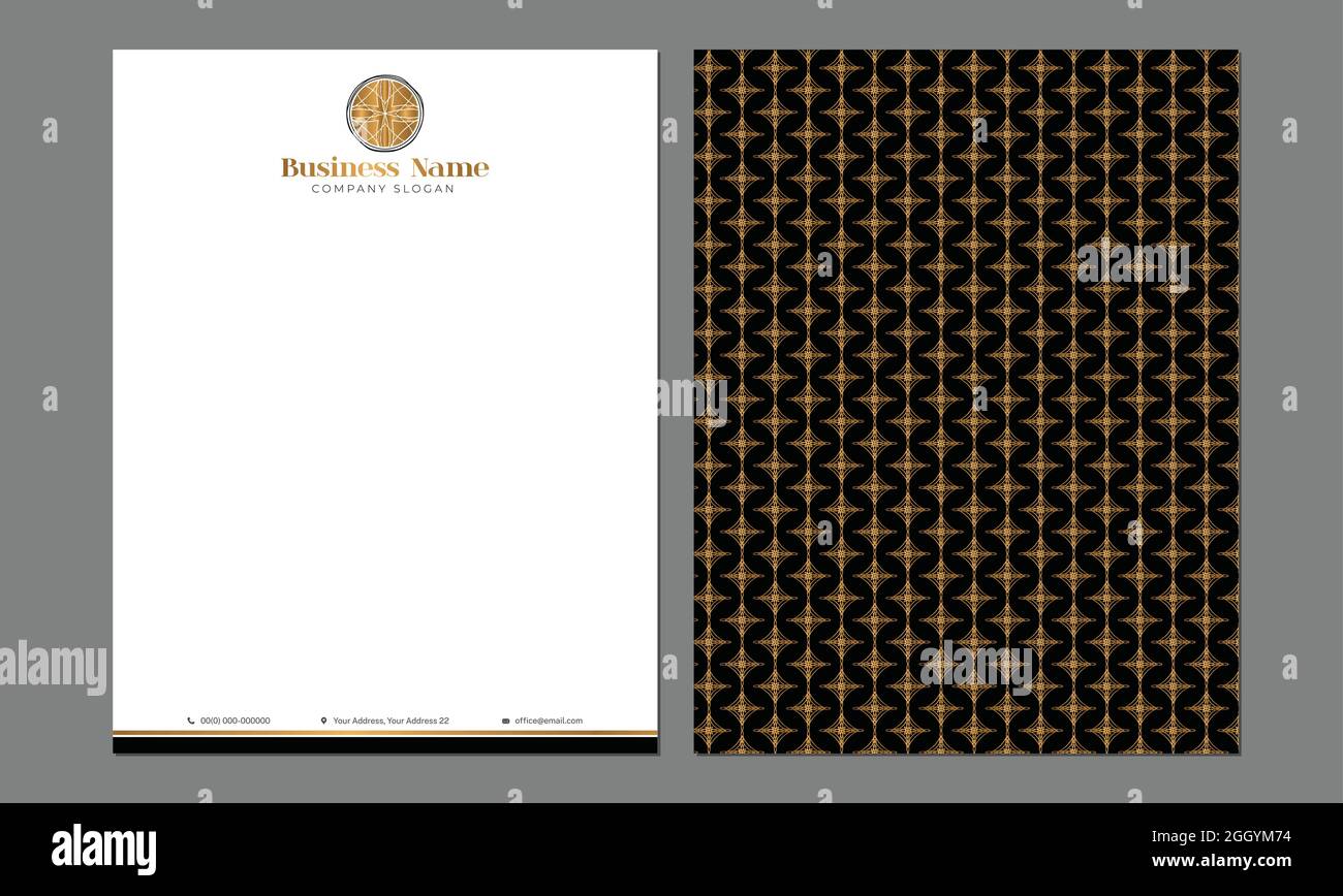 Gold Luxury Letterhead Template for Print with Logo Stock Vector Image